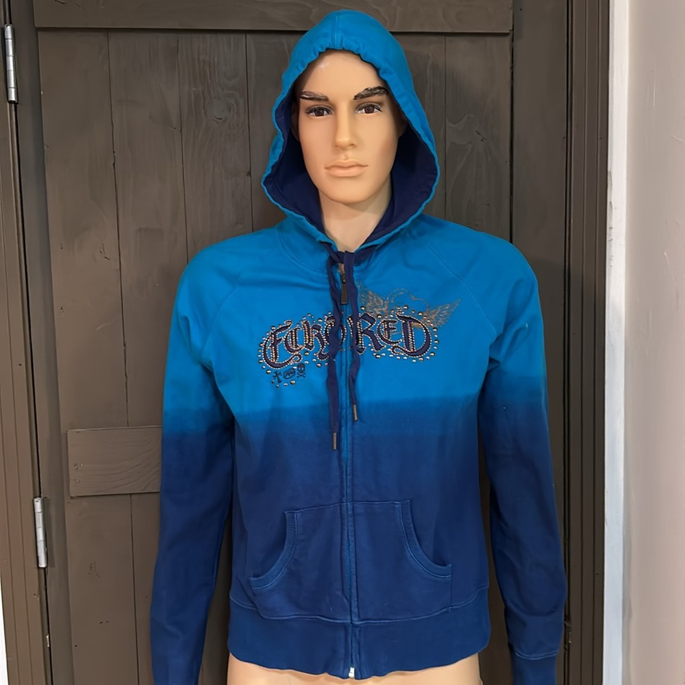 EKCO-RED NEW YORK CITY full frontal zip gradient(colorfade) hoodie raglan sleeve
